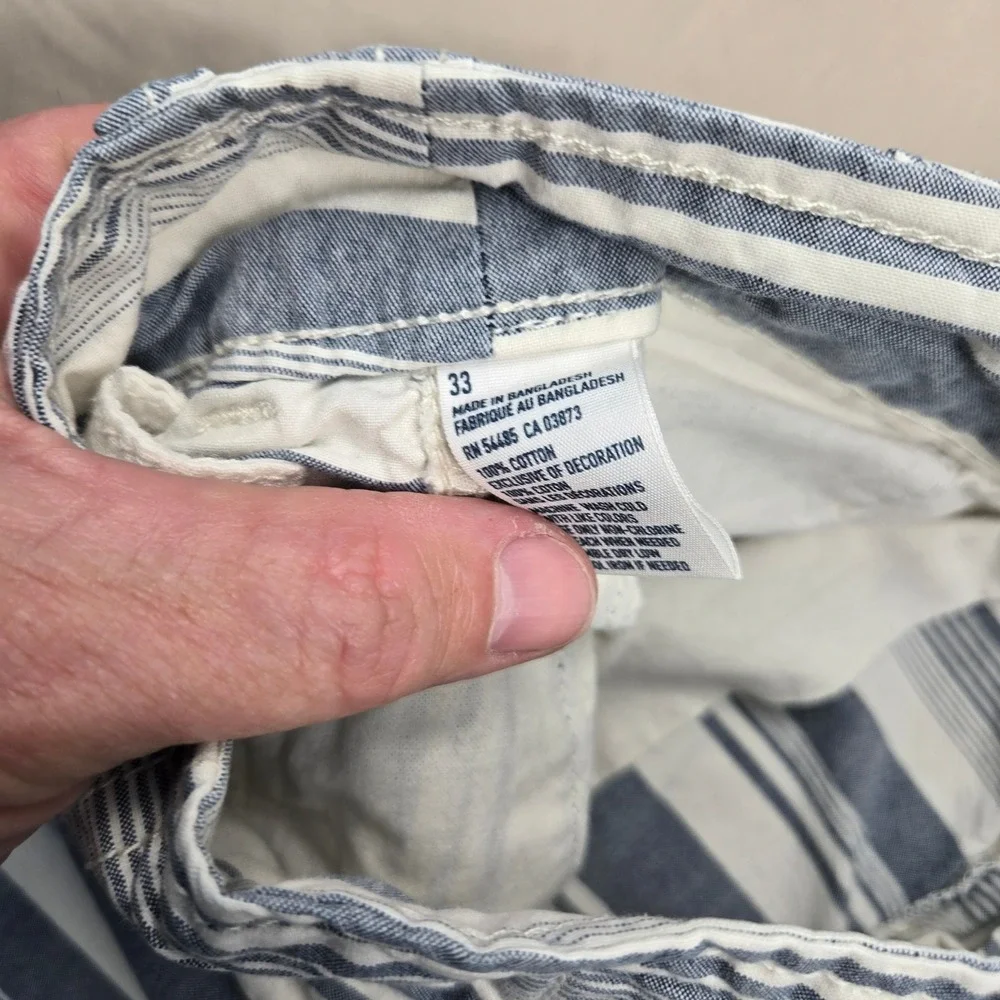 American Eagle Classic Shorts Mens‎ 33 Blue White Striped Cotton Flat Front 9
